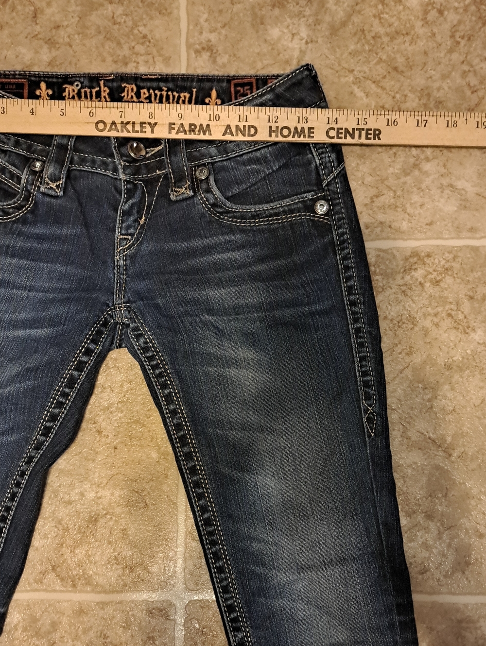 Size 25 Rock Revival Women's Dark Wash Skinny Jeans - Blue - Picture 6 of 12